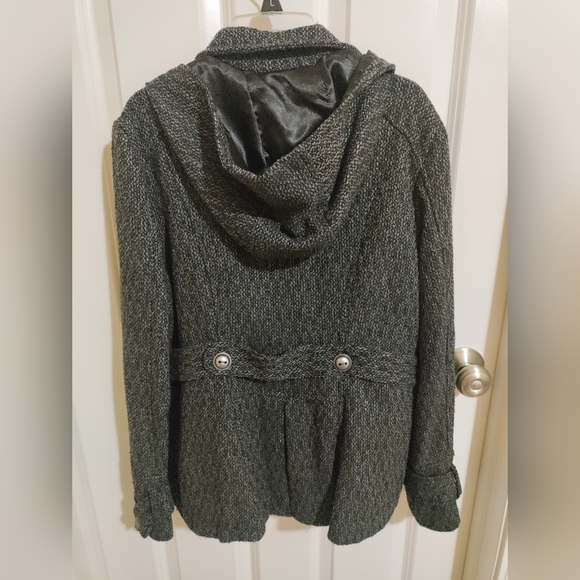 Heather Grey Short Hooded Pea Coat - Picture 2 of 3